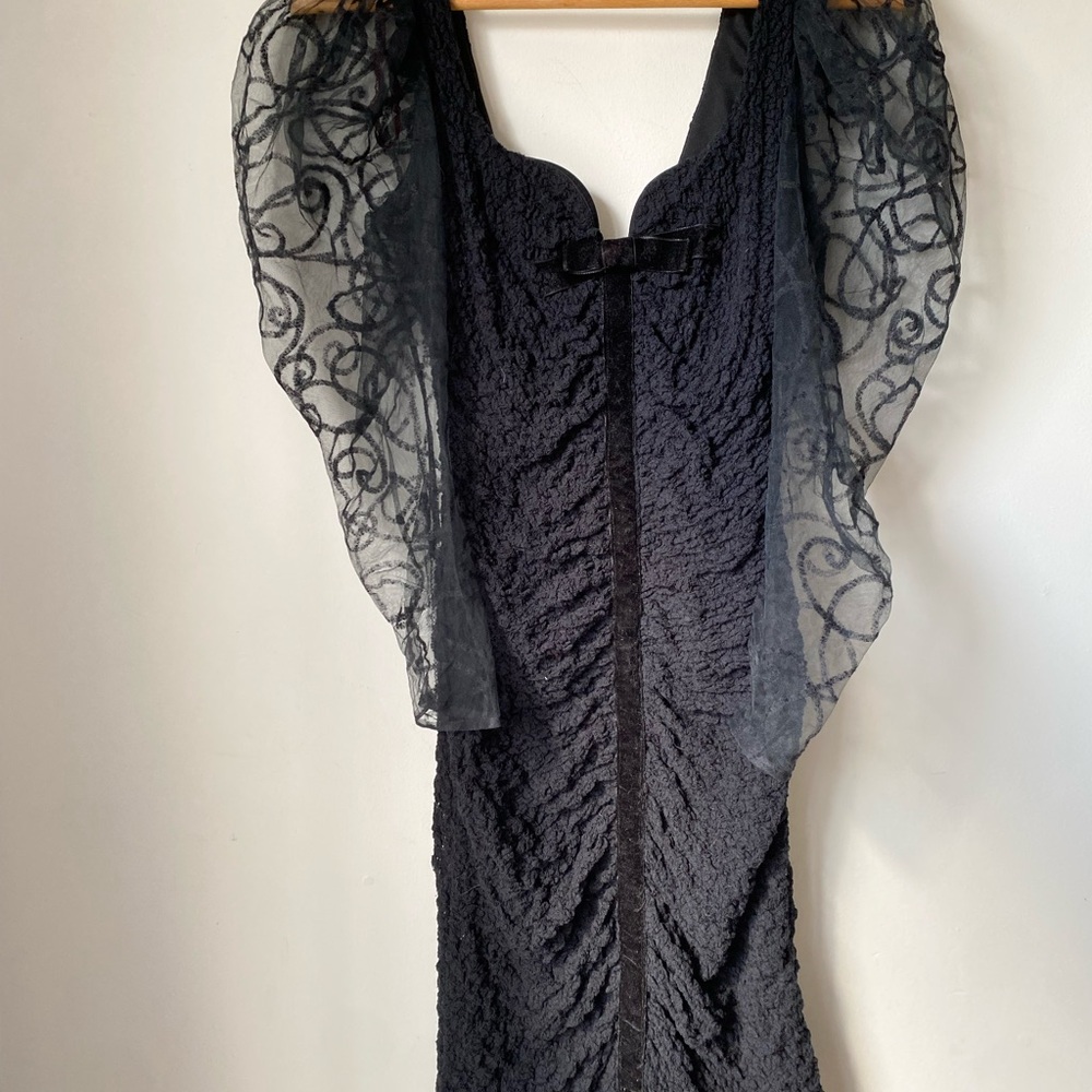 Vintage Climax Dress Women’s Small Karen Okada David Howard Lace Ruched Bow